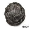 Toupee For Men French Lace Front Mens Hair System Bleached Knots Clear Poly Hair Replacement Black Brown Blonde Mix Gray 7"X9", 1B40 Off Black with 40% Gray Hair-100% density view 2