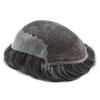 Toupee For Men French Lace Front Mens Hair System Bleached Knots Clear Poly Hair Replacement Black Brown Blonde Mix Gray 7"X9", 1B40 Off Black with 40% Gray Hair-100% density view 4