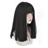 HUAISU Long Black Straight Hair Wig with Bangs Synthetic High Density Long Hair Wig for Women (Natural Black, 18inch) view 3