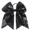 Xansema 6.5 Inches Sequins Hair Bows Elastic Hair Tie Ribbon Large Cheer Bow Ponytail Holder Hair Band for Women Girls Kids Teens (Black) view 1