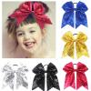 Xansema 6.5 Inches Sequins Hair Bows Elastic Hair Tie Ribbon Large Cheer Bow Ponytail Holder Hair Band for Women Girls Kids Teens (Pink) view 3