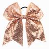 Xansema 6.5 Inches Sequins Hair Bows Elastic Hair Tie Ribbon Large Cheer Bow Ponytail Holder Hair Band for Women Girls Kids Teens (Champagne) view 1