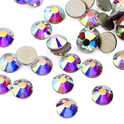 AAA Rhinestone Crystal AB Clear Non Hotfix Flatback Rhinestones for Nails 3D Nail Art Decoration Gems (Color : 0005, Size : SS4-1440pcs)