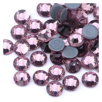 Multicolor-Color SS6-SS30 Crystal Glass Glitter Rhinestone Flatback Hot Fix Rhinestones for Nail Art Sewing (Color : Light Amethyst, Size : SS12-1440Pcs)