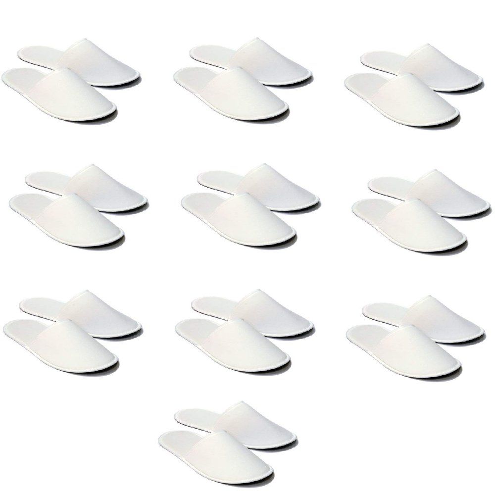 CHOCHILI 24 Pairs Fabric Packed Terry Cotton Disposable Slippers for Airbnb Spa Wedding Guests Adult Men Women Size 10-11, White
