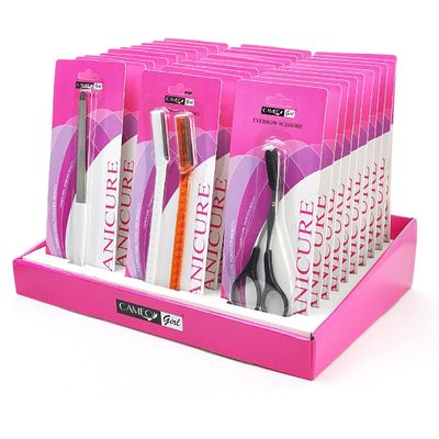 Cameo 30 PCS Nail File, Eyebrow Razor, Eyebrow Scissor Set Display