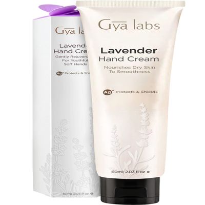 Gya Labs Lavender Hand Cream, 2.03 Fl Oz (60ml) - Daily Lightweight Hand Lotion for Dry Cracked Hands - Nourishes & Protects Skin With Lavender Oil - Non-Greasy, Vegan, For All Skin Types