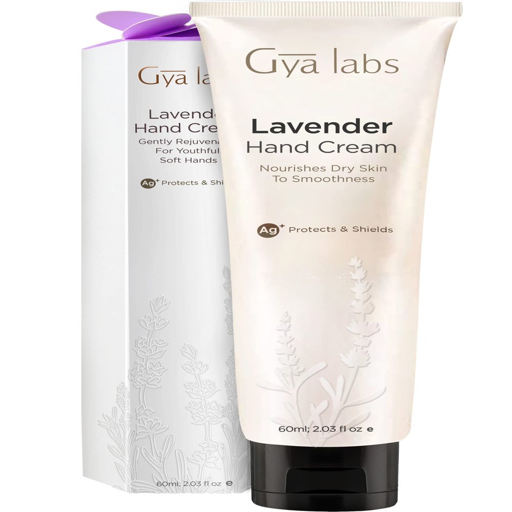Gya Labs Lavender Hand Cream, 2.03 Fl Oz (60ml) - Daily Lightweight Hand Lotion for Dry Cracked Hands - Nourishes & Protects Skin With Lavender Oil - Non-Greasy, Vegan, For All Skin Types
