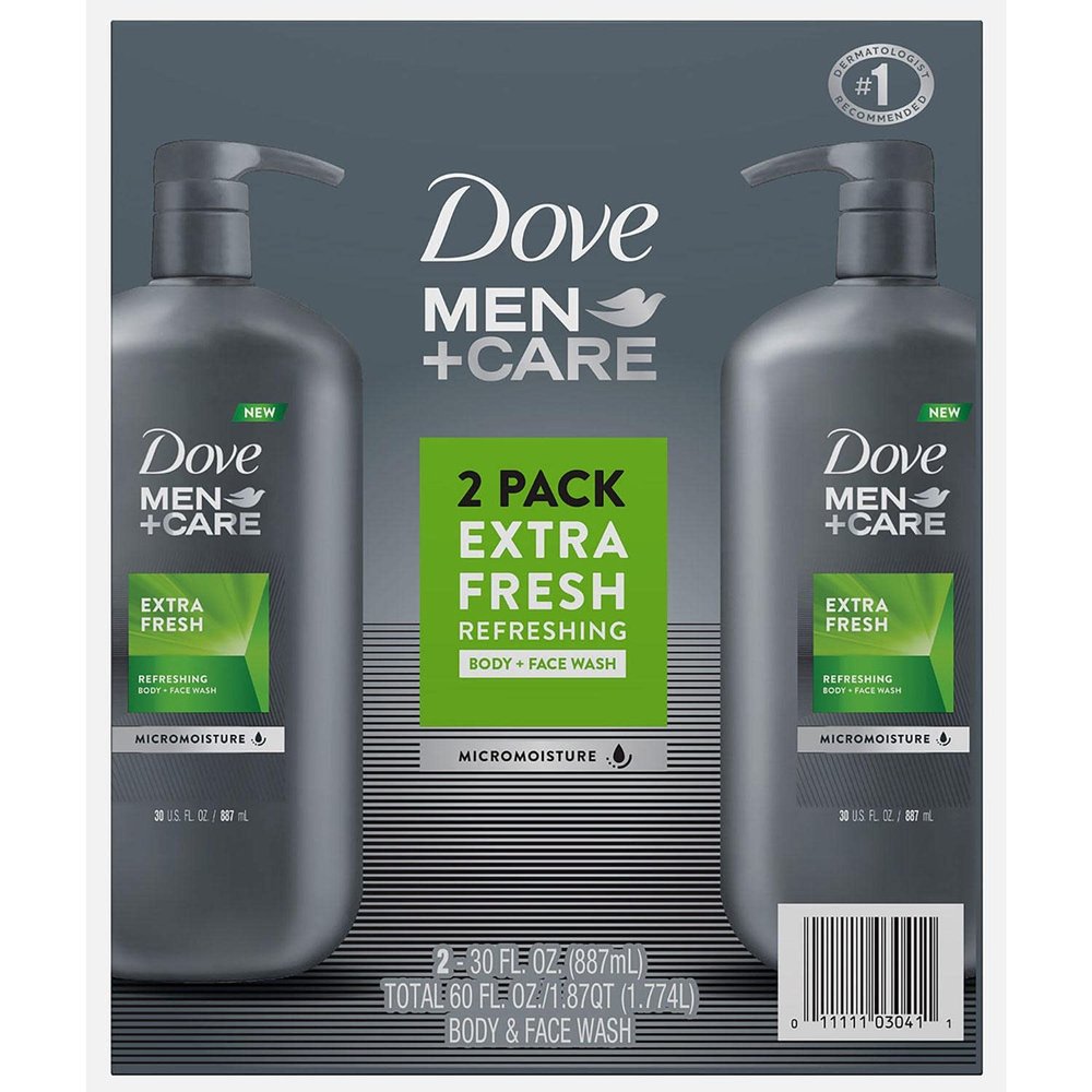 Dove Men+Care Body and Face Wash Extra Fresh, 30 Fluid Ounce (Pack of 2)