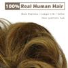 BARSDAR 100% Human Hair Bun Extension - Elastic Wavy Curly Messy Bun Scrunchies for Women - Brown Blonde Real Human Hair Updo Extensions Thick Fluffy Chignons Hairpieces - Brown mix Blonde view 2