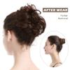 BARSDAR 100% Human Hair Bun Extension - Elastic Wavy Curly Messy Bun Scrunchies for Women - Brown Blonde Real Human Hair Updo Extensions Thick Fluffy Chignons Hairpieces - Brown mix Blonde view 3