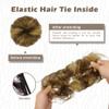 BARSDAR 100% Human Hair Bun Extension - Elastic Wavy Curly Messy Bun Scrunchies for Women - Brown Blonde Real Human Hair Updo Extensions Thick Fluffy Chignons Hairpieces - Brown mix Blonde view 4