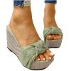 Bowknot Sandal for Women Wedge Platform Slippers Fashion Straps Open Toe Comfortable Slip-on Sandalias Summer Solid Chunky Casual Ladies Shoes Green view 3