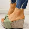 Bowknot Sandal for Women Wedge Platform Slippers Fashion Straps Open Toe Comfortable Slip-on Sandalias Summer Solid Chunky Casual Ladies Shoes Green view 4
