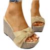 Bowknot Sandal for Women Wedge Platform Slippers Fashion Straps Open Toe Comfortable Slip-on Sandalias Summer Solid Chunky Casual Ladies Shoes Beige view 3