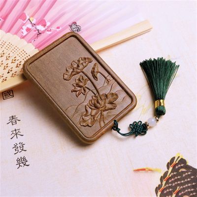 Antique Green Sandalwood Mirror Portable Makeup Mirror Women's Net Red Makeup Mirror Portable Retro Wedding Square Mini (Color : 1)