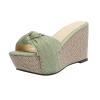 Bowknot Sandal for Women Wedge Platform Slippers Fashion Straps Open Toe Comfortable Slip-on Sandalias Summer Solid Chunky Casual Ladies Shoes Green view 1