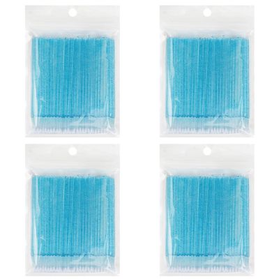 400 PCS Glitter Crystal Micro Applicator Brushes Disposable Eyelash Extension Microswab Mascara Wands Brush For Lash Remover Brush Tools (Crystal Blue)