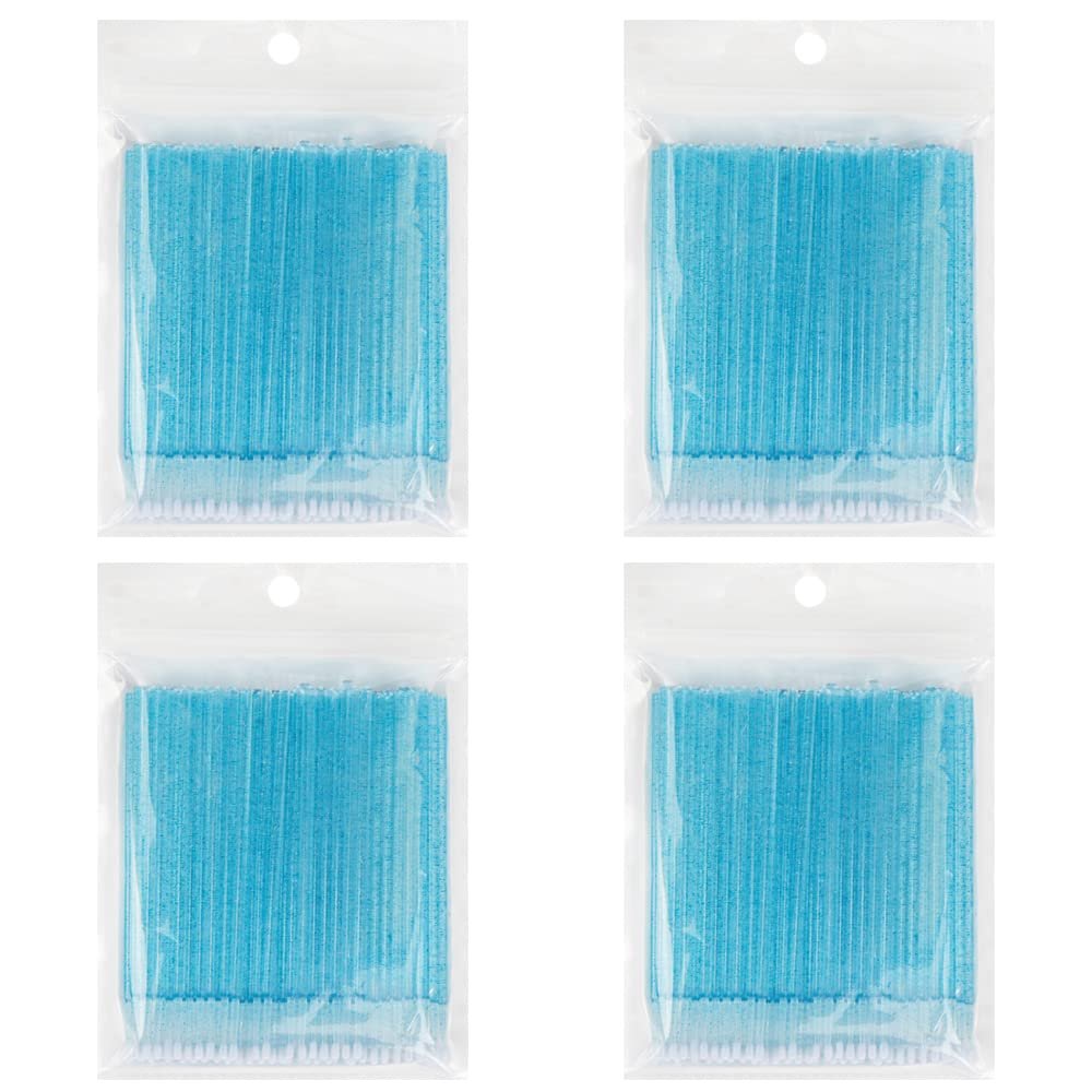 400 PCS Glitter Crystal Micro Applicator Brushes Disposable Eyelash Extension Microswab Mascara Wands Brush For Lash Remover Brush Tools (Crystal Blue)