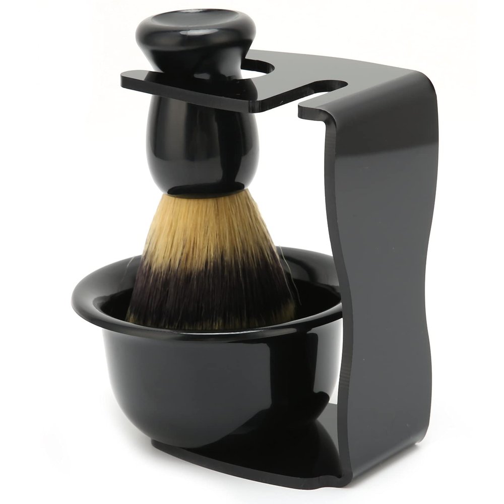 Shaving Brush Kit, Soft Brush Hair 3pcs Beard Shaving Brush Long Lasting for Father's Day Gifts for Birthday Male