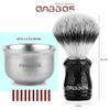 Anbbas Synthetic Badger Hair Shaving Brush,Stainless Steel Shaving Soap Bowl and Higher Brush Holder Stand Set for Men Wet Shave view 3