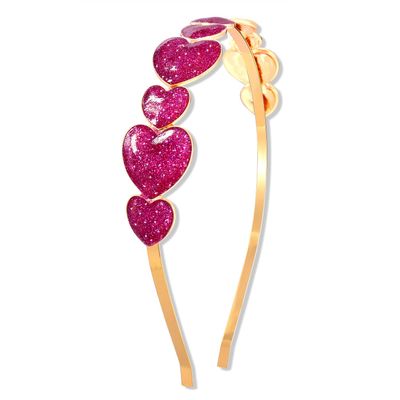 HZEYN Valentine's Day Headband Glitter Heart Headband Sparky Sweet Love Heart Hairband Hair Accessories for Women Girls Festive Holiday Gift Fuchsia