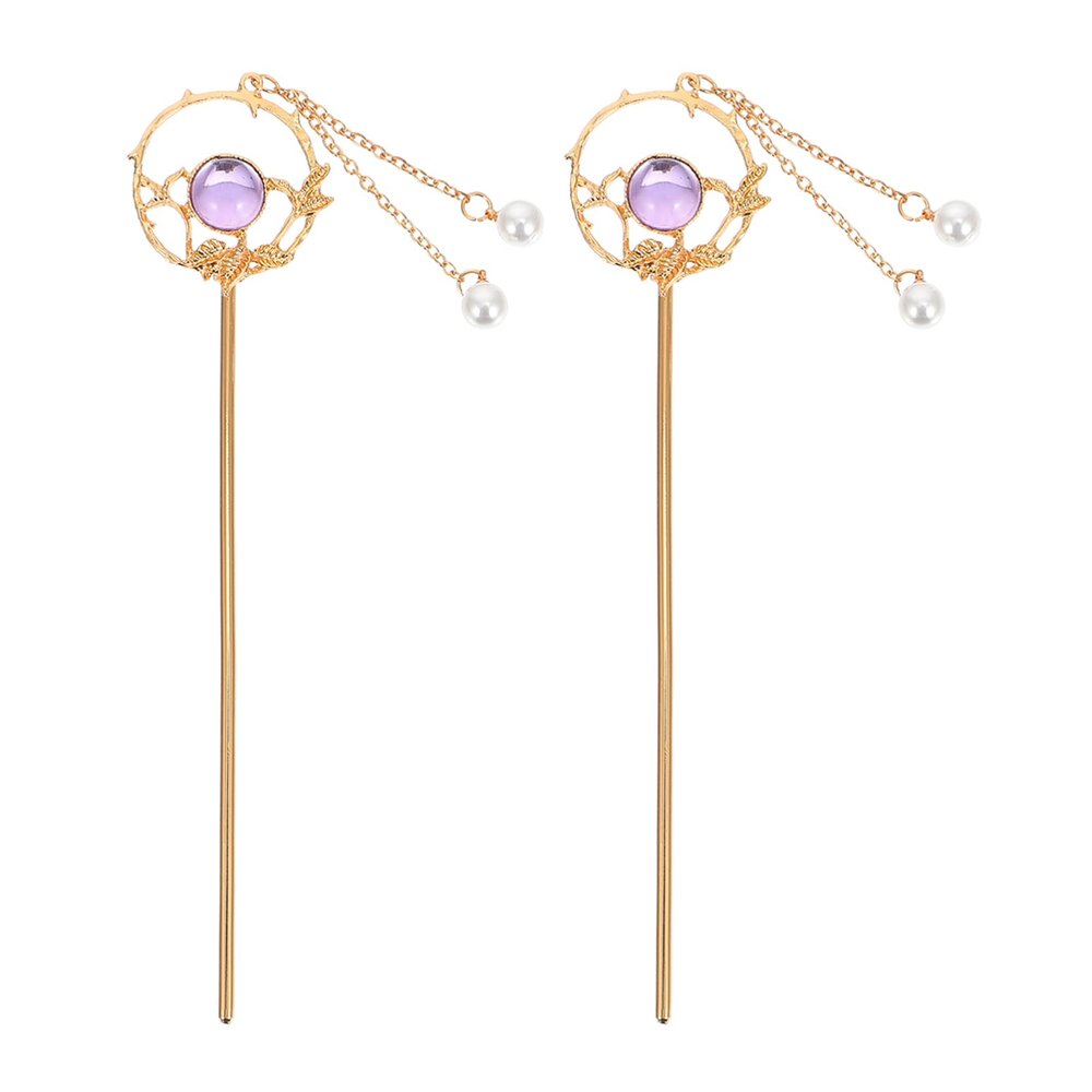 Beaupretty 2pcs Vintage Rhinestone Hair Chopsticks Tassels Elegant Chinese Style Hairpins for Chignon and Updo for Weddings and Special Occasions