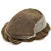 Toupee For Men French Lace Front Mens Hair System Bleached Knots Clear Poly Hair Replacement Black Brown Blonde Mix Gray 7"X9", 7 Very Light Brown 100% density view 4