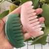 Natural Rose Quartz Crystal Comb Head Hair Massage Gua Sha CombsJade Stones Gifts,rose view 2