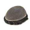 Toupee for Men French Lace Hairpiece Real Human Hair Replacement System Natural Hairline Mens Toupee Hair Prosthesis for Men (8"*10", 365# 3# Dark Brown+65% Grey-100% Light to Medium Density) view 4