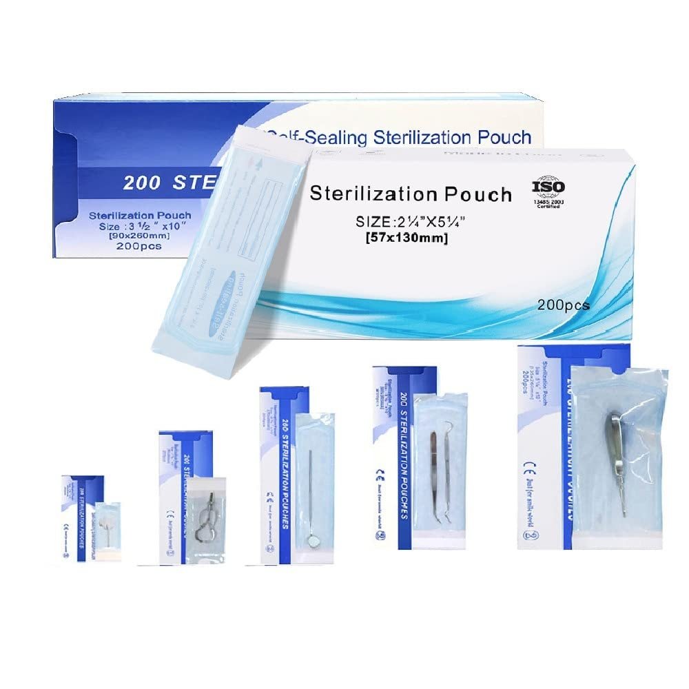 200pcs/box Self-sealing Sterilization Pouches Bags Medical-grade Bag Disposable Tattoo Nail art Bags Accessories (90X260mm)