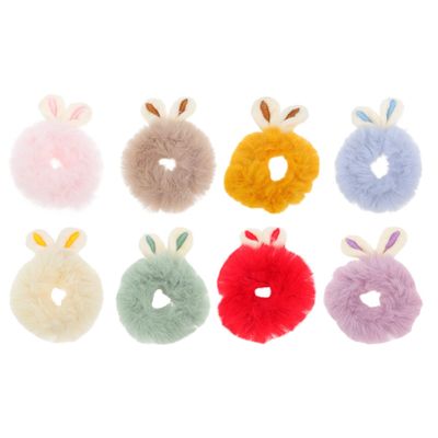 Beaupretty Elastic Hair Bands 8 Pcs Bunny Hair Scrunchies Adorable Rabbit Ear Hair Bands Plush Elastic Hair Ties Bands Ponytail Holder for Women Girls Hair Tie
