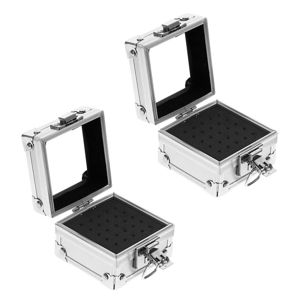 Beaupretty 2 Pieces Nail Drill Bits Holder Drill Bit Case Drill Bits Display Organizer Box Nail Polishing Heads Container Manicure Tools