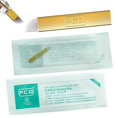 PCD S12 Microblading Needles 30Pcs,Permanent Makeup Manual Eyebrow Tattoo Needle 12 Sloped Needles