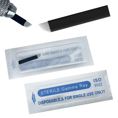 S16 30Pcs Eyebrow Microblading Needles 0.18mm Nano,Permanent Makeup Machine Supplies Manual Tattoo Needle 16 Sloped Needles