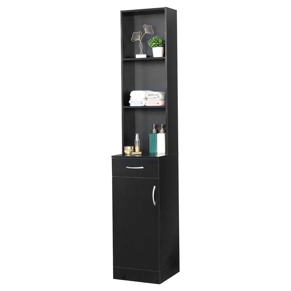 JLBVI Barber Station, Wall Mount Salon Station for Hair Stylist, Styling Beauty Spa Table, Salon Cabinets and Storage Black