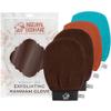 Natural Elephant Exfoliating Kessa Glove - Face and Body Exfoliator Hammam Mitt (2 Brown. Orange and Teal (Pack of 4)) view 1