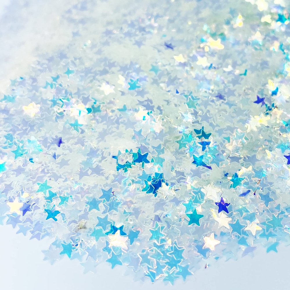Iridescent Star Glitter, Star Shape Glitter, Clear Star Glitter, Christmas, Glitter for Nails, Glitter for Tumblers, Glitter Shapes for tumblers, Glitter Shape Confetti (1oz)