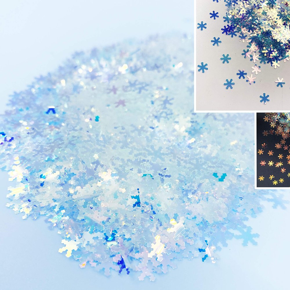 Iridescent Snowflake Glitter, Snowflake Shape Glitter, Christmas, Winter Glitter, Glitter for Nails, Glitter for Tumblers, Glitter Shapes for tumblers, Glitter Shape Confetti (1oz)