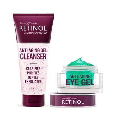 Retinol Anti-Aging Gel Cleanser - Gently Cleans Impurities From Pores & Exfoliates for Soft, Smooth Skin Eye Gel - Reduces Puffiness & Dark Circles, Restores Elasticity