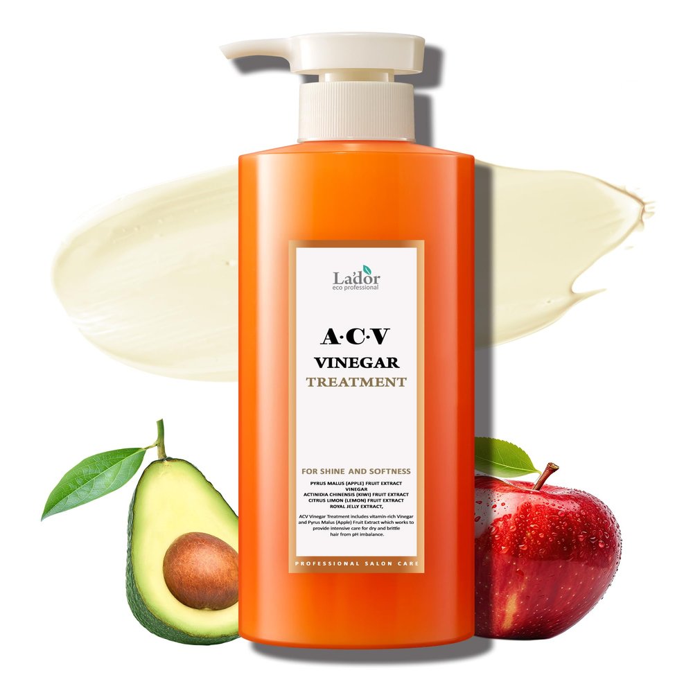 LADOR Apple Cider Vinegar Clarifying Treatment w/Tea Tree Sub-Acidic pH-balanced - Glossy Shine Refreshing for Greasy Dandruff Oily Scalp Hair Free of Silicone Paraben Sulfate 14.5 Fl Oz Korea