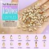 Dowarm 3200PCS Champagne Gold Nail Art Rhinestones, Round Flatback Rhinestones for Nails, Crafts, Golden Shadow Multi Shape 3D Glass Crystal Nail Gemstone Diamond view 2