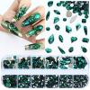 Dowarm 3200PCS Nail Art Rhinestones, Green/Emerald Flatback Rhinestones for Nails, Crafts, 12 Styles 3D Glass Crystal Nail Gems view 1