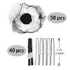 50 Pcs Bun Hair Nets Set Invisible Mesh Hair Nets Ballet Hair Bun with 40 U Shaped Pins for Women Ballet Bun Sleeping and Wig (Black) view 2