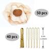 50 Pcs Hair Nets Set Invisible Mesh With 40 U Shaped Pins for Women Ballet Bun Sleeping and Wig (Light Brown) view 2