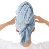 BYCOO Large Microfiber Hair Towel Wrap for Women, Anti Frizz Hair Drying Towel with Elastic Strap, Fast Dry | Super Absorbent | Quick Dry Hair Turban for Wet, Curly, Long & Thick Hair -Blue view 1