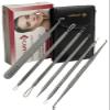 German Stainless Professional Set of 6- Blackhead Remover Comedones Extractor Acne Removal Kit for Blemish,Whitehead Popping, Zit Removing for Nose Face Tools-Blackhead Removal w/Zipper Leather case view 1