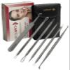 German Stainless Professional Set of 6- Blackhead Remover Comedones Extractor Acne Removal Kit for Blemish,Whitehead Popping, Zit Removing for Nose Face Tools-Blackhead Removal w/Zipper Leather case view 3