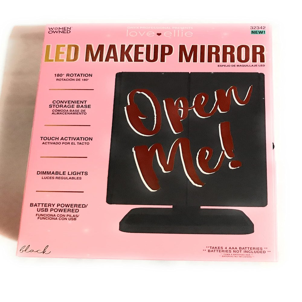 Love Ellie LED Makeup Trifold Mirror, Black (32342)