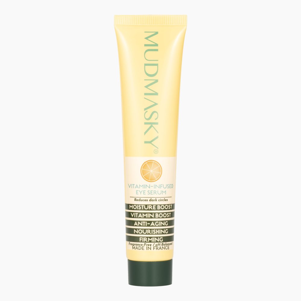 MUDMASKY Vitamin-Infused Eye Serum 1.0 FL. OZ. - MADE IN FRANCE - with Vitamin C & K, Reduces Dark Circles, Firms, Moisturizes, Hydrates, Restores Youthful Skin, Eye Care for All Skin Types